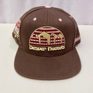 Denver Nuggets Brown Fitted Hat with Pink Accents